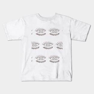 Hand-drawn BOHO pattern with eyes Kids T-Shirt